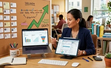 best CRM for small business in 2026, business owner comparing CRM dashboards side by side