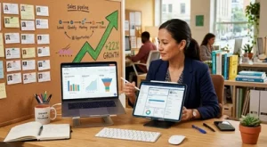 best CRM for small business in 2026, business owner comparing CRM dashboards side by side