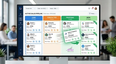 visual sales pipeline showing deals moving through stages