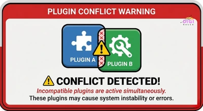 warning illustration representing conflicts from running two SEO plugins at once