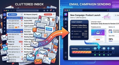 comparison of manually emailing customers one by one versus sending a single segmented campaign
