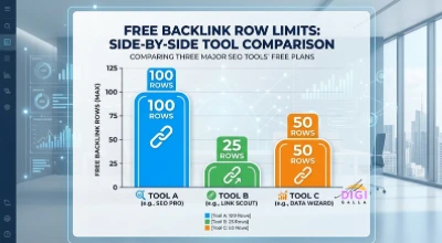bar chart comparing free backlink row limits across different tools