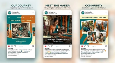 three tricolor Independence Day social media campaign mockups