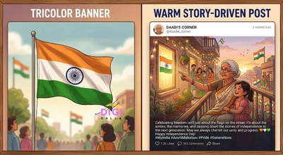 comparison of a generic tricolor banner versus a thoughtful Republic Day brand post