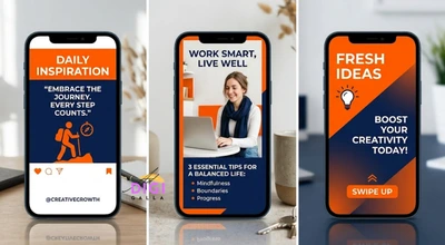 three tricolor Republic Day social media post design mockups