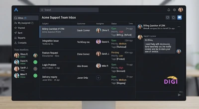 shared team inbox showing multiple agents managing WhatsApp conversations