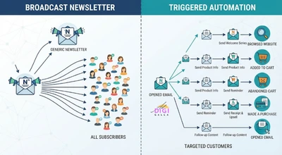comparison of one generic newsletter versus several behavior-triggered ecommerce emails