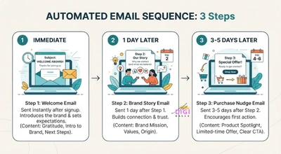 three-email welcome series sequence for new ecommerce subscribers