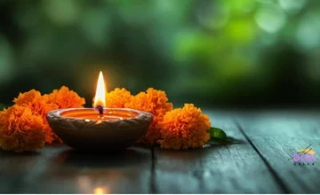 Diwali marketing ideas, smartphone showing a festive Diwali post template on a desk