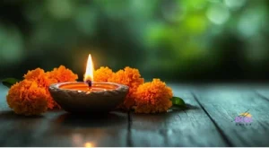 Diwali marketing ideas, smartphone showing a festive Diwali post template on a desk
