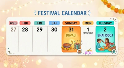 calendar illustration showing marketing continuity from Diwali day through Bhai Dooj