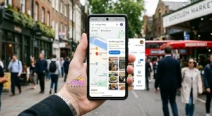 Google Business Profile optimization 2026, smartphone showing a Maps pin with an open business profile card