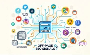 off page SEO 2026, website connected to backlinks, brand mentions, and citations across the web